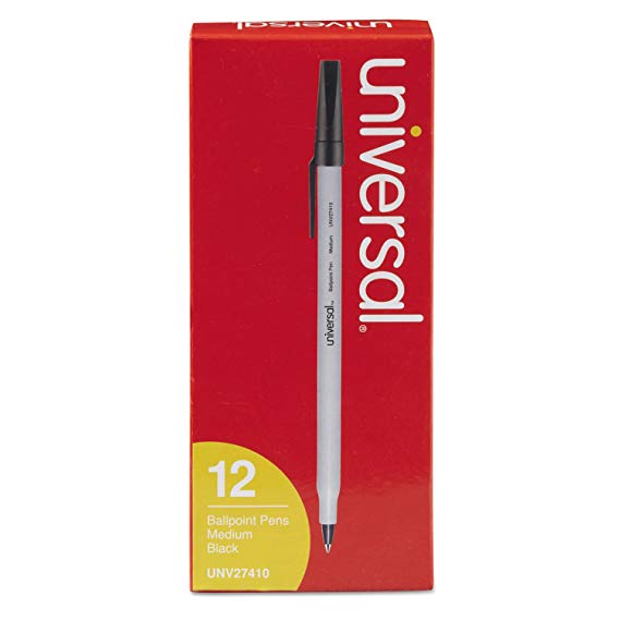 Universal 27410 Medium Point Black Ink Ballpoint Pen (12 per Pack)