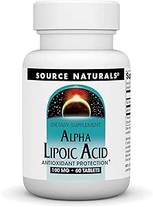 Source Naturals Alpha Lipoic Acid Supports Healthy Sugar Metabolism, Liver Function & Energy Generation* -100 mg - 60 Tablets