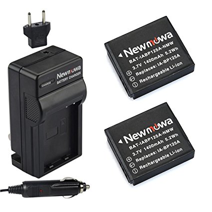 Newmowa IA-BP125A Battery (2-Pack) and Charger kit for Samsung BP125A, IA-BP125A and Samsung HMX-M20, HMX-Q10, HMX-Q11, HMX-Q20, HMX-Q100, HMX-Q130, HMX-QF20, HMX-QF30, HMX-T10