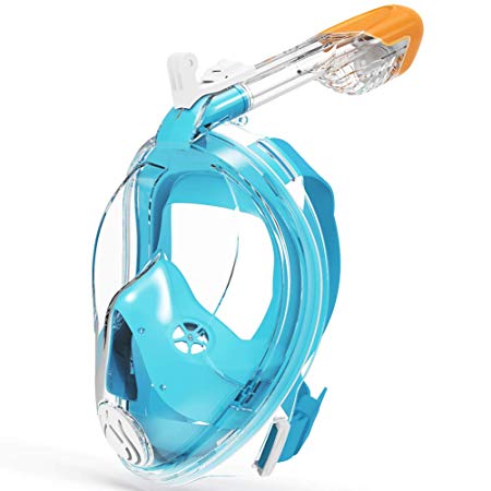 G2RISE SN02 Full Face Snorkel Mask - Breath Easy Airflow System with Minimal Volumetric Flow Rate & 180° Panoramic View with Integrated Lens Design for a Safe Adults/Kids Snorkeling Experience