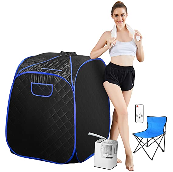 Mauccau Portable Sauna for Home, Personal Steam Sauna Spa for Weight Loss Detox Relaxation, 2.5L Sauna Tent with Foldable Chair Timer Remote Control