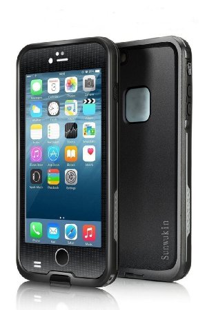 Sunwukin IP68 Waterproof Protective Case for iPhone 6s/ iPhone 6 (4.7 inch) [Grid Series] With Built-in Clear Screen Protector Shockproof Snowproof Dirtpoof Design (Black)