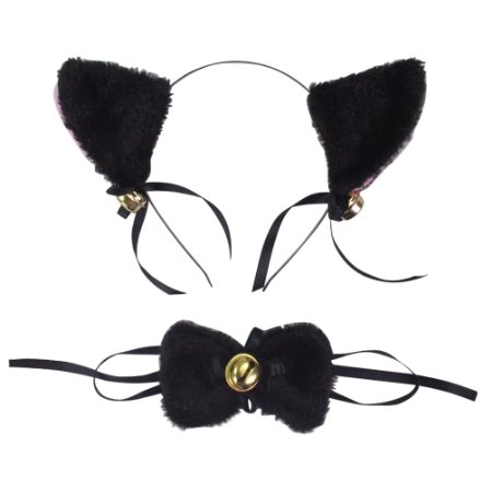 Outop Cosplay: Costume Cat Ears and Bow - Black