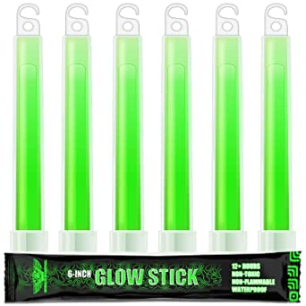 EVERLIT Survival Emergency Glow Sticks- 6 Inches Light Sticks for First Aid Kit, Survival Kit, Camping, Hiking, Outdoor, Disasters, Emergencies Up to 12 Hours Duration… (6 Pack, Green)