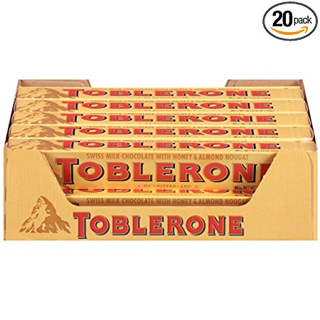 Toblerone Chocolate Bar, Milk, 3.52 Oz, 20 Count