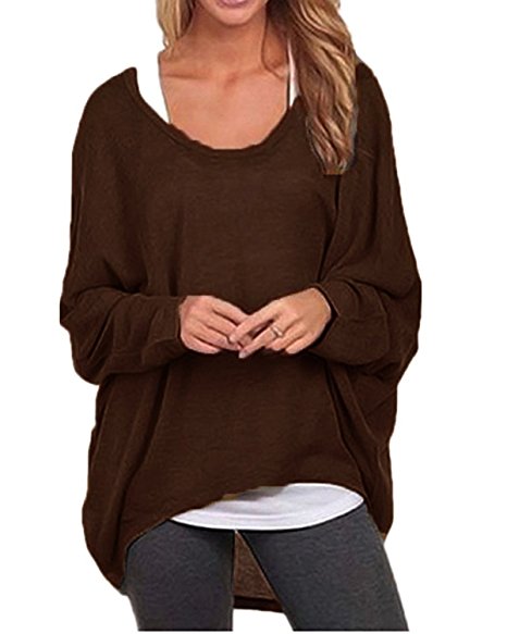 ZANZEA Women's Sexy Long Batwing Sleeve Loose Pullover Casual Top Blouse T-Shirt