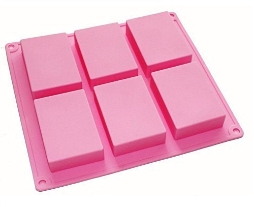 HOSL 6-cavity Plain Basic Rectangle Silicone Mould for Homemade Craft Soap Mold cake mold Ice cube tray