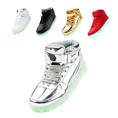 ZHIHONG High Top USB Charging LED Shoes Flashing Sneaker for Women/Men/Boys/Girls