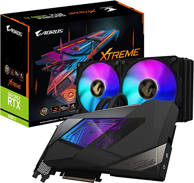 GIGABYTE AORUS GeForce RTX 3080 Ti Xtreme WATERFORCE 12G Graphics Card, Waterforce Cooling System, 12GB 384-bit GDDR6X, GV-N308TAORUSX W-12GD Video Card