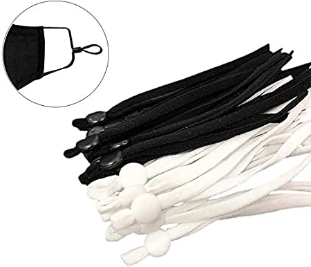100 Pieces Sewing Elastic Band Cord for Sewing Crafting with Adjustable Buckle Stretchy Mask Earloop Lanyard Earmuff Rope DIY Mask Making Supplies White-A