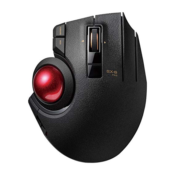 ELECOM M-XPT1MRXBK Trackball Mouse, Wired, Wireless Bluetooth, Gaming, High-Performance Ruby Ball, 8 Mappable Buttons, Smooth Scrolling, Extra Large, EX-G Pro, Black