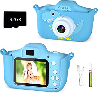 Cocopa Kids Camera Toys for 3-12 Years Old Boys Girls,HD Digital Video Cameras for Kids with Protective Silicone Cover,Christmas Birthday Gifts for 3 4 5 6 7 8 Year Old Boys with 32GB SD Card(Blue)