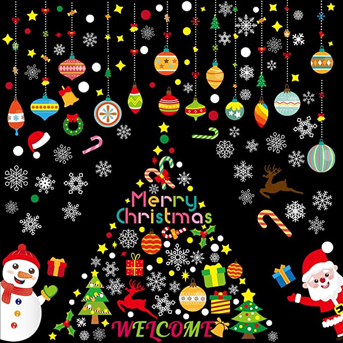 10 Sheet Christmas Window Clings Snowflake Window Decals for Glass Decorations for Holiday Merry Christmas Winter Wonderland Party Decorations Supplies