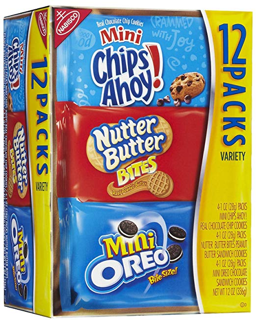 Nabisco Cookies Chips Ahoy, Nutter Butter & Oreo Minis Variety Pack 12 Ct (1 Box)