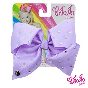 JoJo Siwa Signature Collection Hair Bow with All-Over Rhinestones Lavender With Sticker Patch Set Included