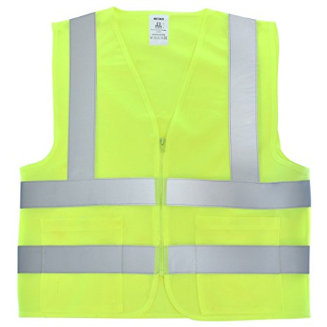 Neiko 53962A High Visibility Safety Vest with 2 Pockets, ANSI / ISEA Standard | Color Neon Yellow | Size L