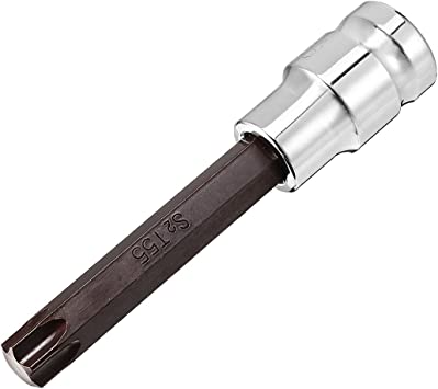 uxcell 1/2" Drive x T55 Torx Bit Socket, S2 Steel Bits CR-V Sockets 4" Length Use with Ratchet Wrench, Slide Bar, Extension Rod