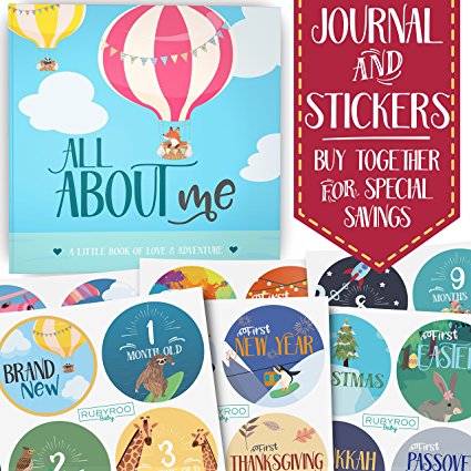 First Year Baby Memory Journal Book   Bonus Monthly Milestone Stickers. Baby shower gift   keepsake to record photos   milestones. Five year scrapbook   picture album. Boy   girl babies. (Adventure)