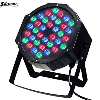 Disco Lights, SOLMORE DMX-512 36W LED Par Can / Par Light / Stage Lighting / Party light, DMX/Sound-Activated/Master Slave/Automatic Modes, RGB Romantic Effect, for Band Home KTV Birthday Parties Karaoke DJ Show Outdoor Wedding Club Pub Xmas Christmas New Year Halloween