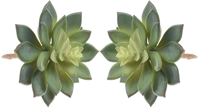 BCP Pack of 2 Realistic Cute Green Home Garden Artificial Plastic Snowdrop Echeverias Succulent Plants Unpotted