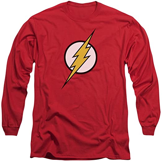 Justice League DC Comics Flash Logo Adult Long Sleeve T-Shirt Tee