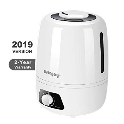 Winjoy Cool Mist Humidifier, 5L Home Ultrasonic Humidifiers for Bedroom and Babies, Large-Capacity Vaporizer for Large Room, Whisper-Quiet, Auto Shutoff, 360° Rotatable Mist Outlets, 2-Year Warranty