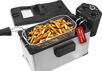 Elite Gourmet EDF-3500# Electric Immersion Deep Fryer. Removable Basket, Timer Control Adjustable Temperature, Lid with Viewing Window and Odor Free Filter