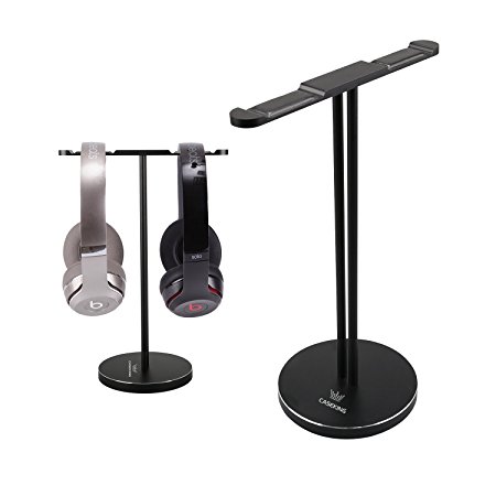 Double headphone stand, CASEKING headphone bracket for Bose, Beats, Sony, Philips, JVC, Gaming, and DJ etc.. Universal compatibility with all headphones(Black)