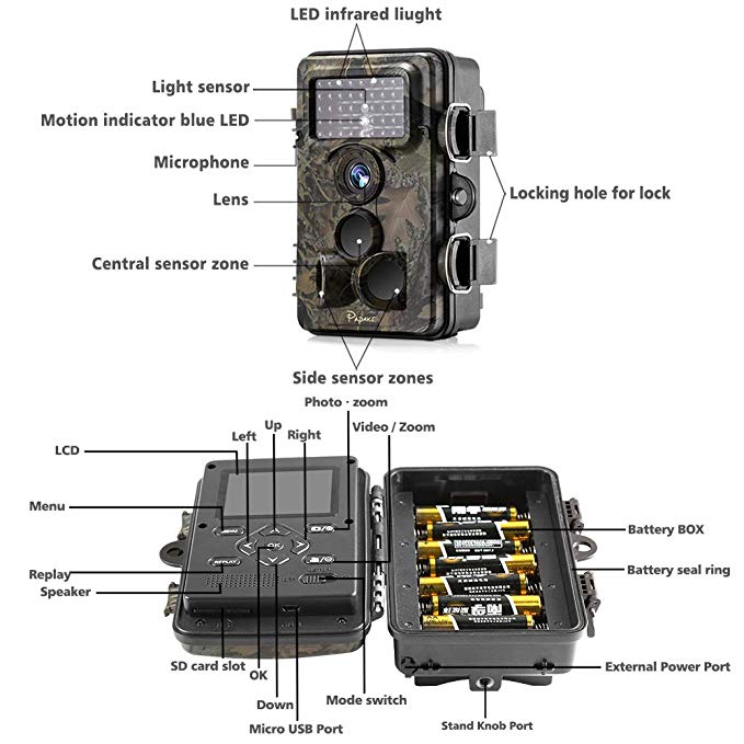 Trail Camera 12MP 1080P HD with Time Lapse 65ft 120° Wide Angle Night Vision for Game & Hunting
