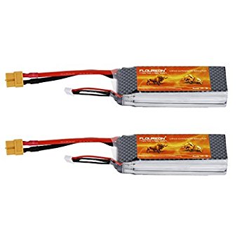 Floureon 2 Packs 3S 25C 11.1V 2200mAh Li-Polymer Lipo RC Battery Pack with XT60 Plug Connector for RC Airplane RC Helicopter RC Car RC Truck RC Boat Quadcopter