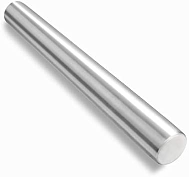 Checkered Chef Stainless Steel French Rolling Pin, Metal Rolling Pin for Baking, Pasta, Fondant, Cookies, Pizza and Dough. Dishwasher Safe.