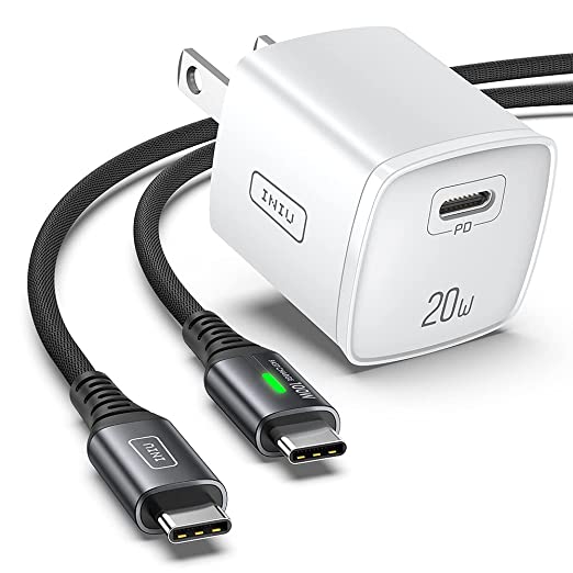 USB C Charger, INIU 20W PD 3.0 Fast Charge Wall Charger with 6FT Quick Charging Cable, Universal Power Adapter Compatible with Samsung S21 S20 S10 Note 20 10 Google LG Xiaomi Huawei etc.