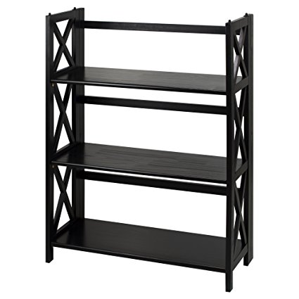 Casual Home 301-32 Montego 3-Shelf Folding Bookcase, Natural Black