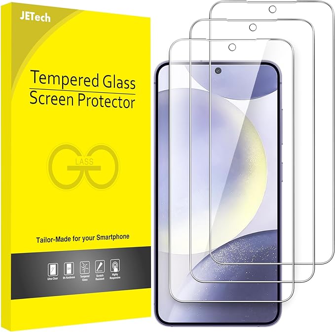 JETech Screen Protector for Samsung Galaxy S24  / S24 Plus 5G 6.7-Inch, Tempered Glass Film, Fingerprint ID Compatible, HD Clear, 3-Pack