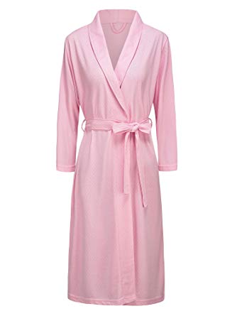 VI&VI Womens Soft Kimono Bathrobe Dressing Gown Lightweight Knee-Length Hotel Spa Robe