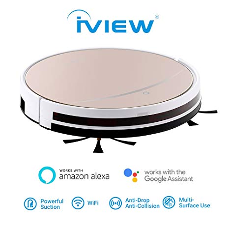 iView WiFi Smart Robot Vacuum Cleaner Works with Alexa, Google Assistant, Cleaning Robot with Sweep & Mop for Hard Floor & Short Carpet, Free APP, Control from Anywhere,