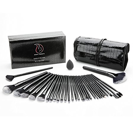 Make Up Brushes & Beauty Blender, Start Makers Makeup Brushes Cosmetics Professional Essential 32 1 Piece Make Up Brush Set Kits with Foldable pouch and Gift box