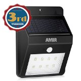 Solar Lights Amir Solar Energy Powered Outdoor Bright Light - Waterproof - Motion Sensor-Detector Activated Dusk to Dawn Dark Sensing Auto On  Off LED light For Patio Deck Yard Garden Home Driveway Stairs Outside Wall