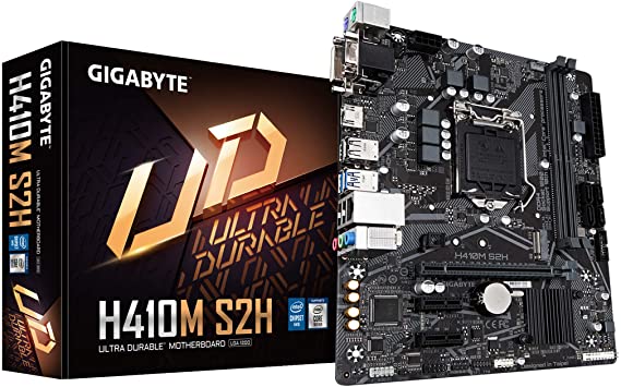 Gigabyte H410M S2H (LGA1200/ Intel/ H410/ Micro ATX/Ultra Durable/M.2/SATA 6Gb/s/8118 Gaming LAN/ DDR4/ HDMI 1.4/ DVI-D/Motherboard)