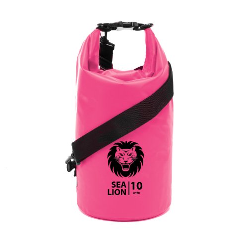 Adventure Lion Premium Waterproof Dry Bag With Shoulder Strap and Grab Handle Roll Top Dry Sack Great For Kayaking Swimming Boating Pink 10 Liter