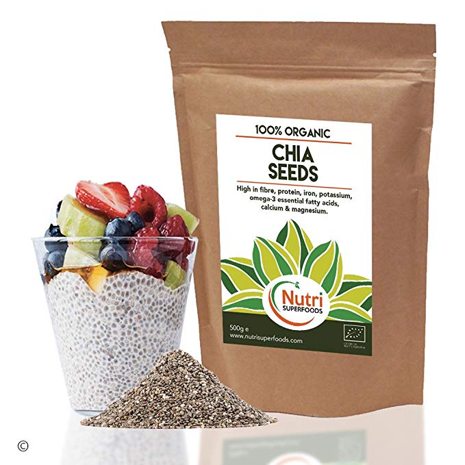 Organic Chia Seeds, Raw Vegan Plant Protein for Endurance - 500grams