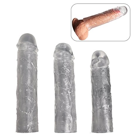 Penis Sleeve, Penis Extender, Extension Cock Enlarger Condom Sheath Penis-enhancing Sleeve (3pcs S, M and L)