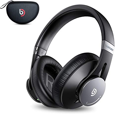 Wireless Headphones, Bomaker Wired & Wireless Bluetooth 5.0 Over Ear Headphone, Built-in Microphone, Hi-Fi Stereo Sound, CVC 8.0, with Waterproof Case, for PC/Mobile/TV, Black