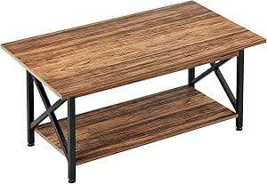 GreenForest Coffee Table with Storage, 39inch Modern Coffee Tables for Living Room, X-Frame Design Farmhouse Coffee Table Space Saving Living Room Tables, Easy Assembly, Walnut