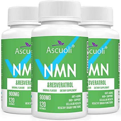 99% Ultra Purity Sublingual NMN 500mg + Trans-Resveratrol, 3-in-1 Organic NMN Resveratrol Supplement 900mg, Max Antioxidant for Anti-Aging, Cellular Repair, Boost NAD+, Immune & Energy, 360 Lozenges