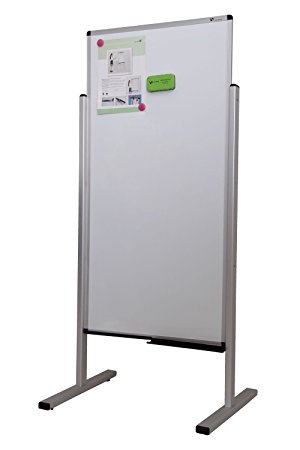 Viz-pro Double-sided Magnetic Mobile Whiteboard, 48 X 24 Inches, Aluminium Frame & Stand