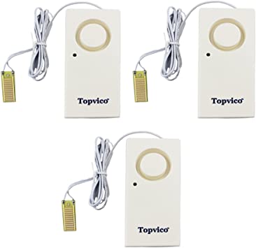 Topvico Water Leak Sensor Detector Flood Alarm for Basement 120dB Work Alone Battery Operated 3 Packs