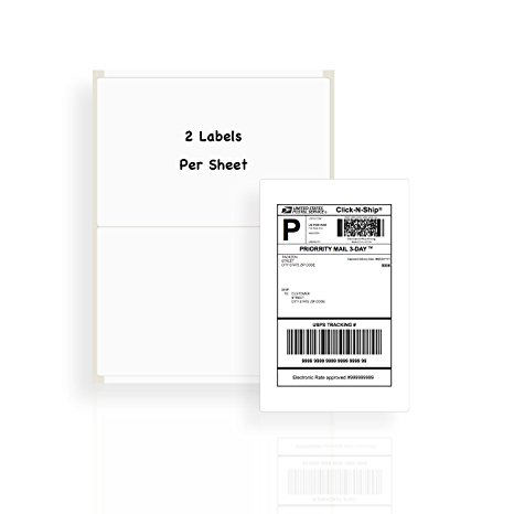 Packzon Shipping Labels with Self Adhesive, Laser Inkjet Printers, 8.5 x 5.5 Inches, White, Pack of 200 (200, White)