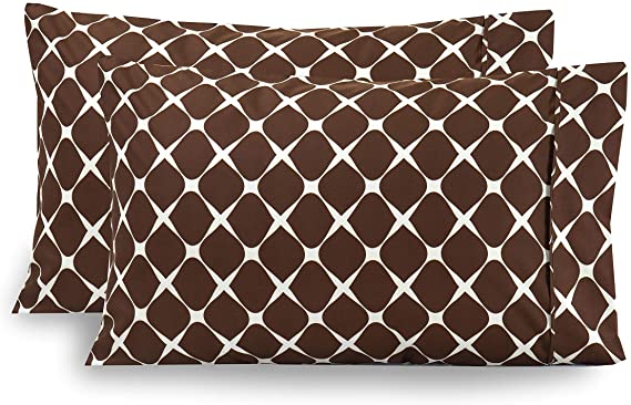 Elegant Comfort Luxury Ultra-Soft 2-Piece Pillowcase Set 1500 Thread Count Egyptian Quality Microfiber Double Brushed - Wrinkle Resistant, King Size, Bloomingdale Chocolate Brown