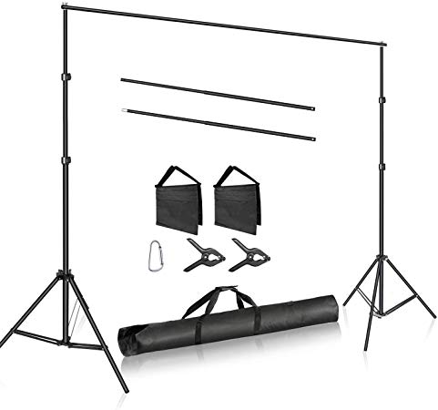 Neewer Photo Studio Adjustable 10ft/3m Wide Cross Bar 6.6ft/2m Tall Background Stand Backdrop Support System with 2 Backdrop Clamps, 2 Sandbags and Carry Bag for Portrait Product Video Shooting